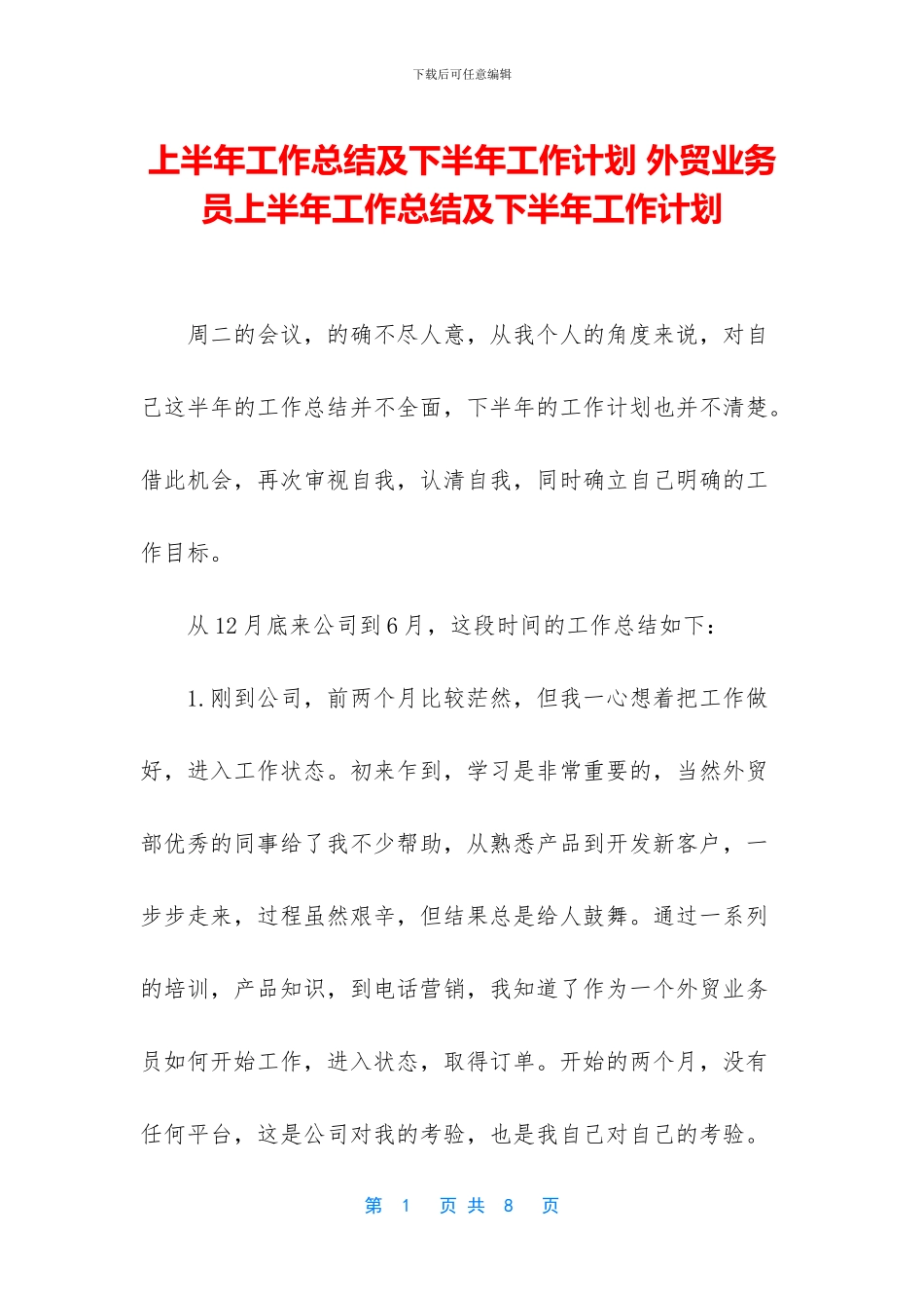 上半年工作总结及下半年工作计划_第1页