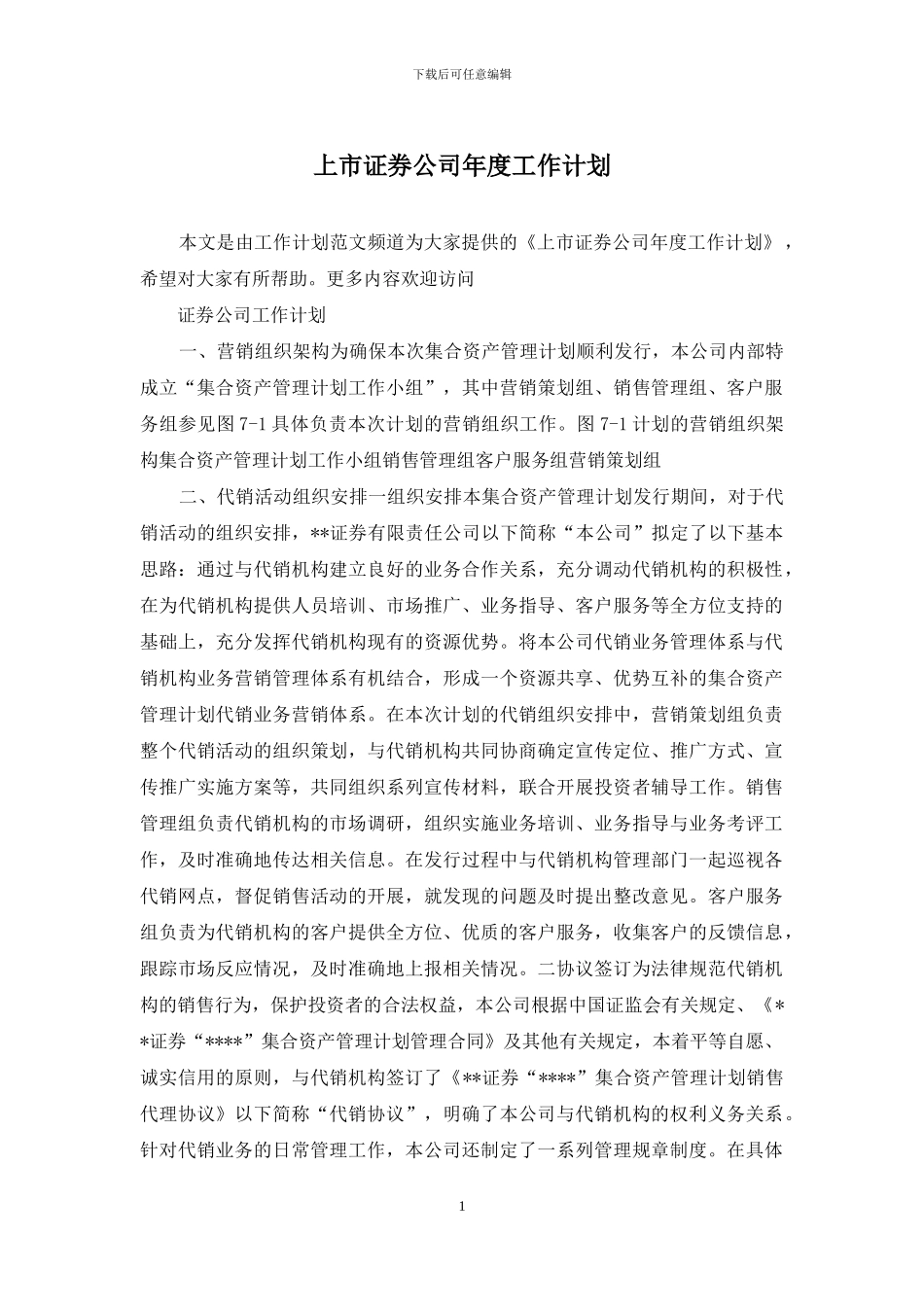 上市证券公司年度工作计划_第1页