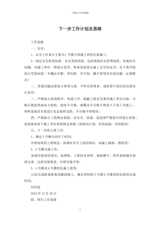 下一步工作计划及思路