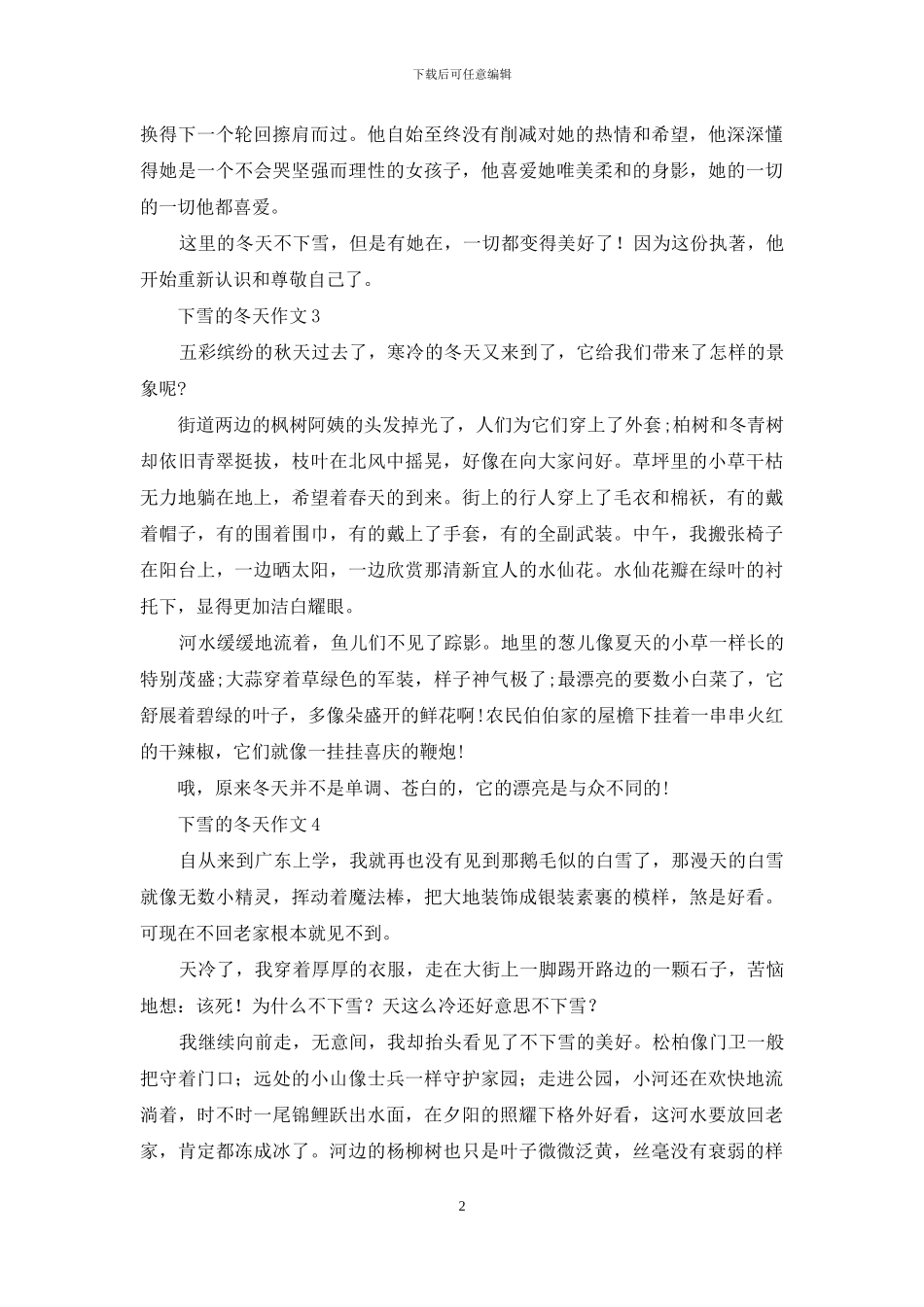 下雪的冬天作文15篇_第2页