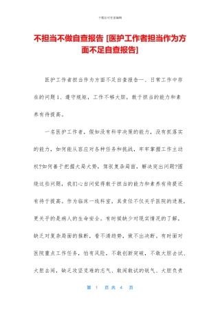 不担当不做自查报告-