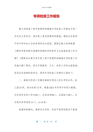 专项检查工作报告