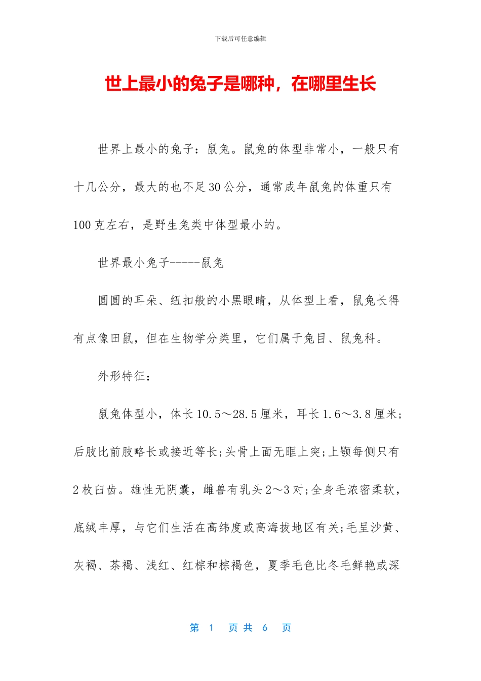 世上最小的兔子是哪种_第1页