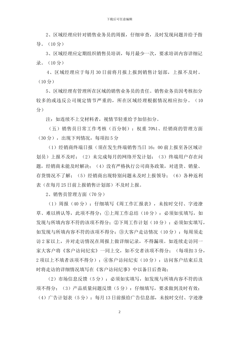 业务人员绩效考核方案_第2页