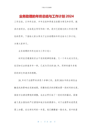 业务助理的年终总结与工作计划2024