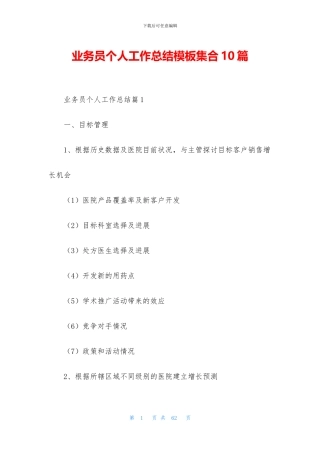 业务员个人工作总结模板集合10篇