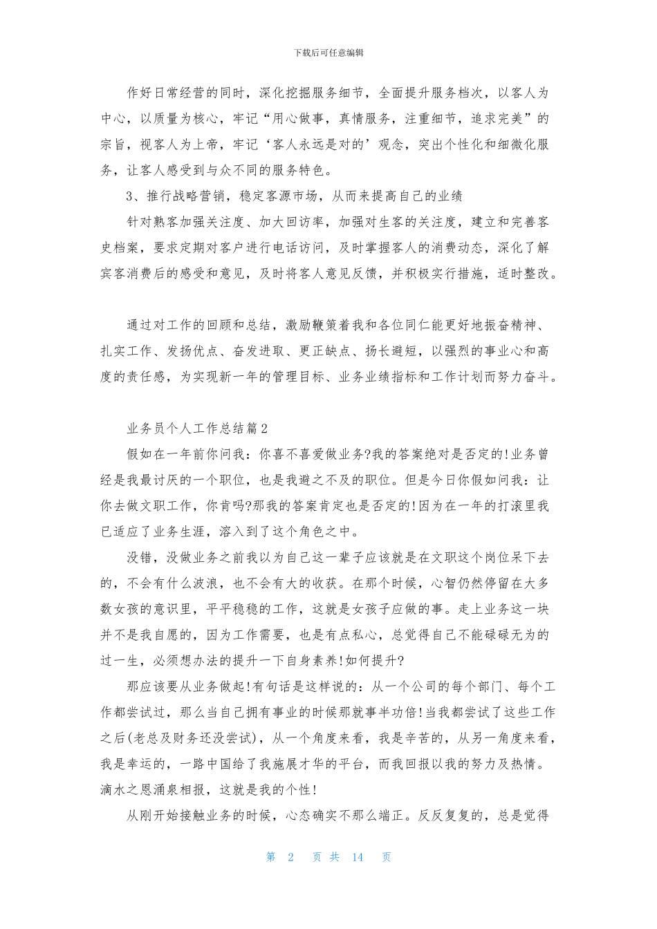 业务员个人工作总结集锦八篇_第2页