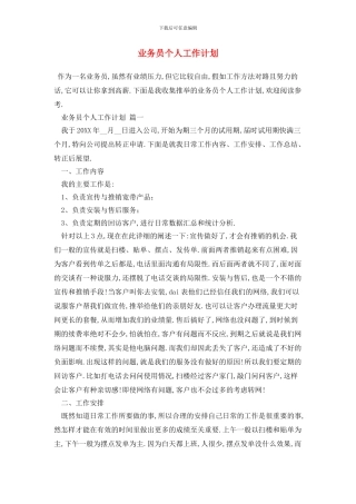 业务员个人工作计划