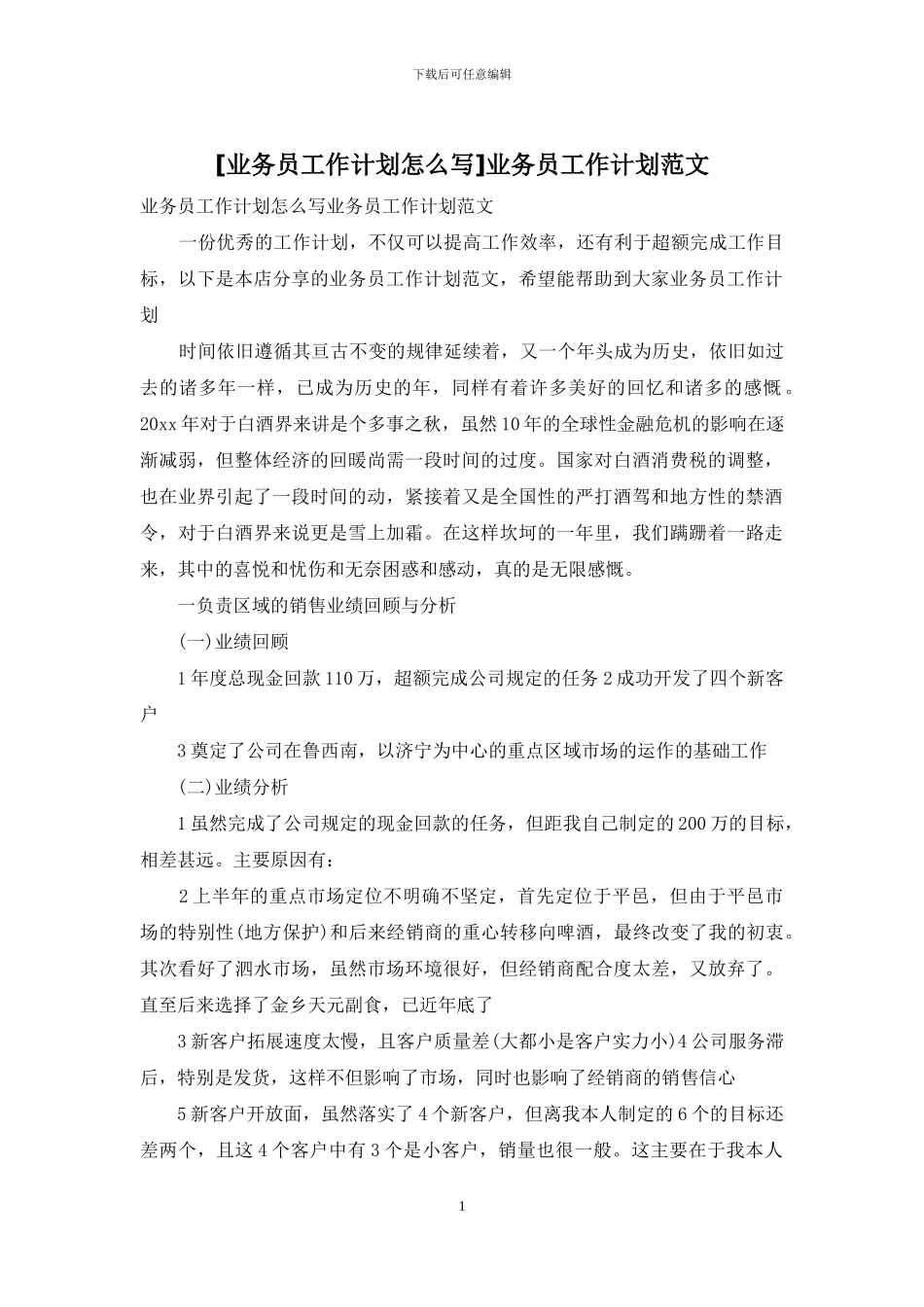 业务员工作计划范文_第1页