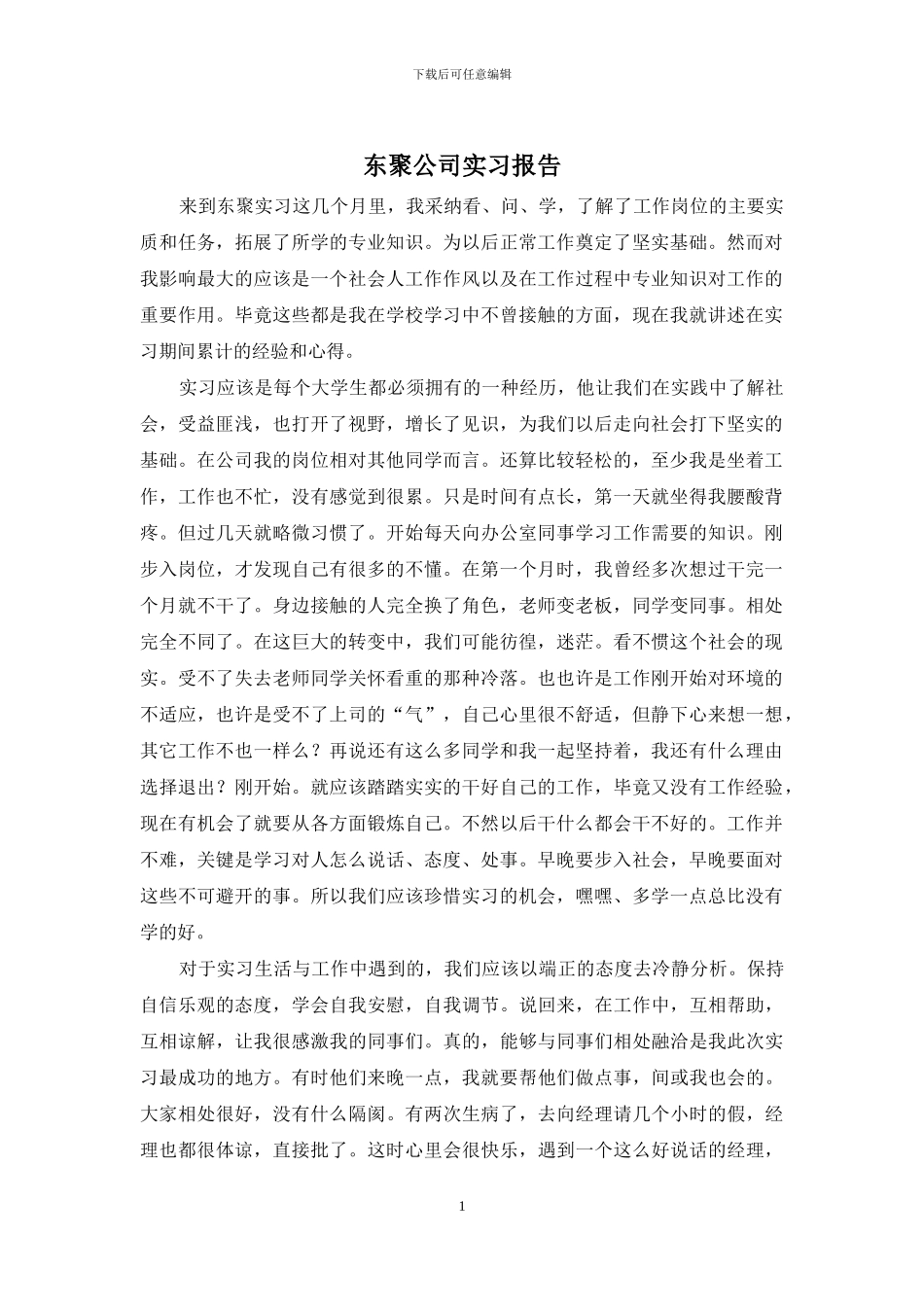 东聚公司实习报告_第1页