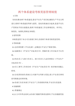 两个体系建设考核奖惩管理制度