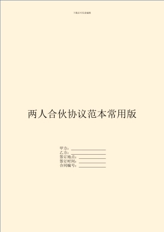 两人合伙协议范本常用版