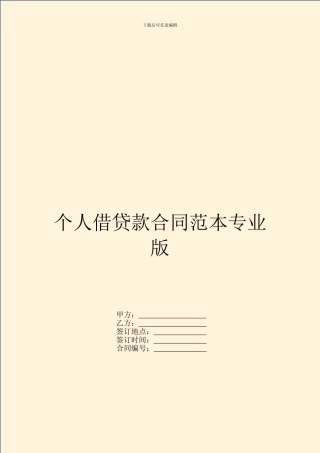 个人借贷款合同范本专业版