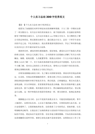 个人实习总结300字优秀范文