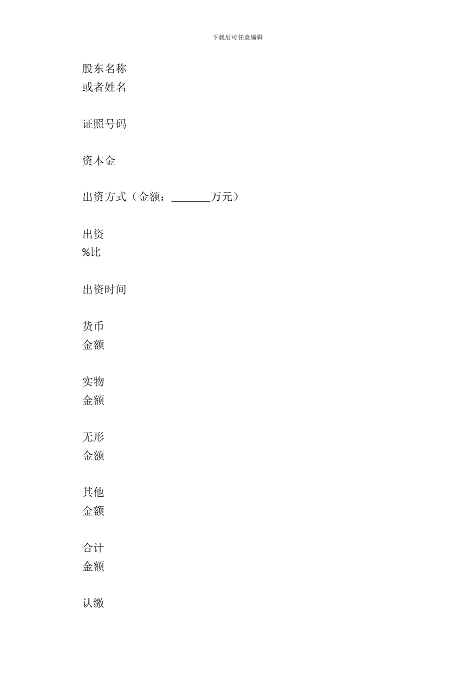 个人有限公司章程范本整理版_第3页