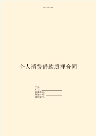 个人消费借款质押合同