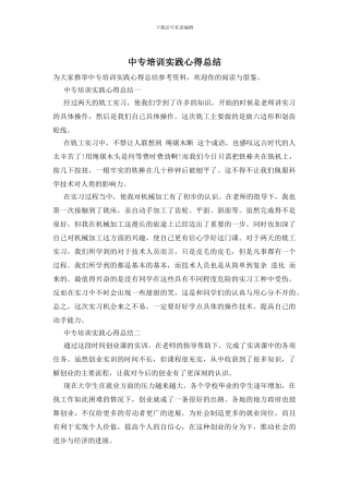 中专培训实践心得总结