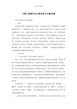 中国工商银行实习报告范文合集6篇