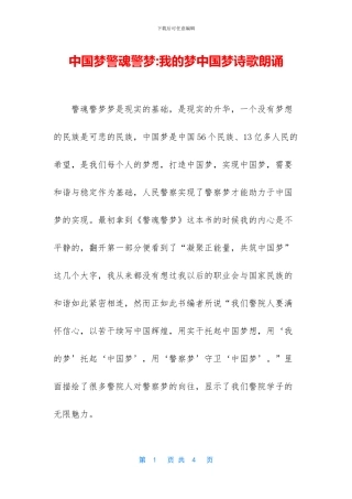 中国梦警魂警梦