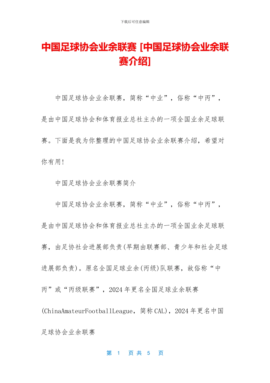 中国足球协会业余联赛_第1页