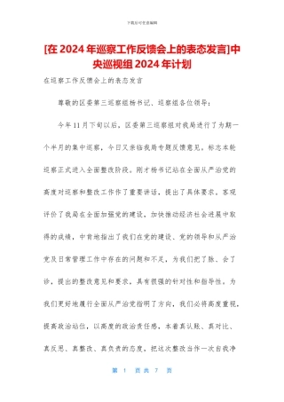 中央巡视组2024年计划