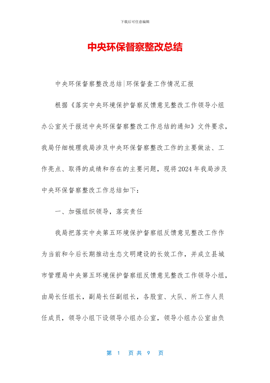 中央环保督察整改总结_第1页