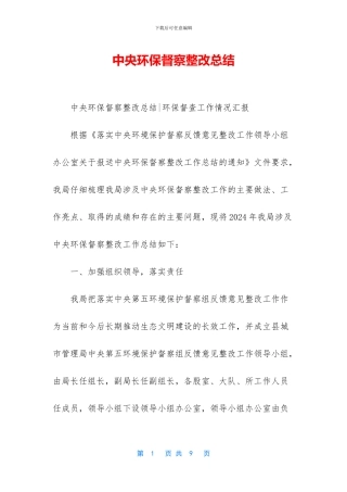 中央环保督察整改总结