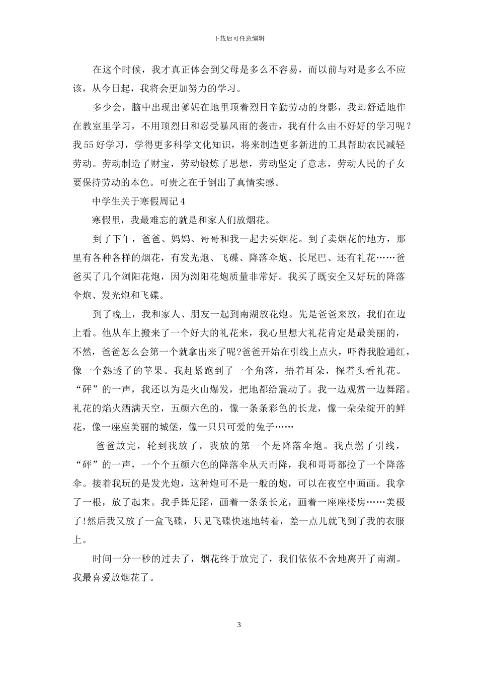 中学生关于寒假周记_第3页