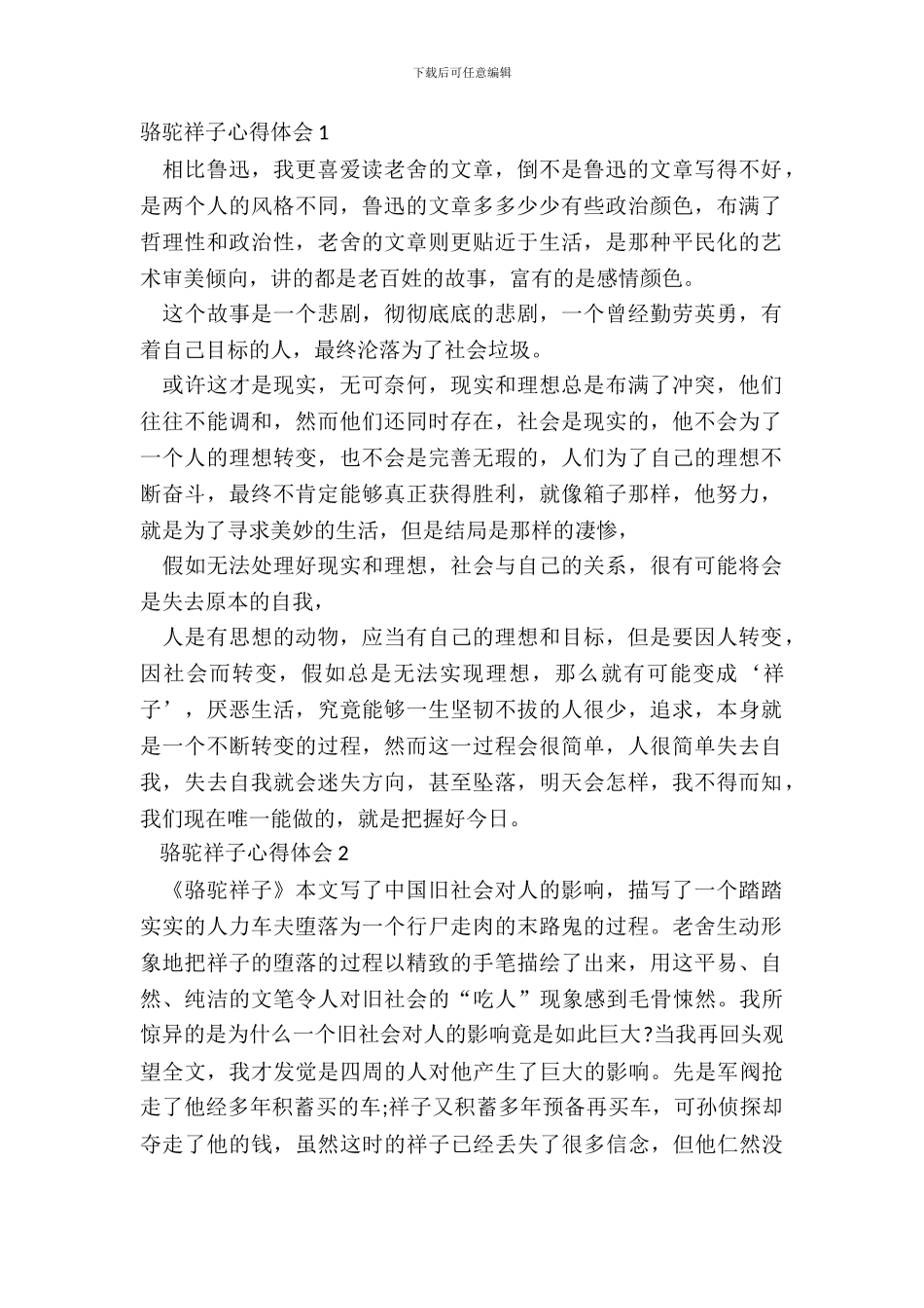 中学生骆驼祥子心得体会5篇_第2页