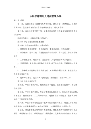 中层干部聘用及考核管理办法
