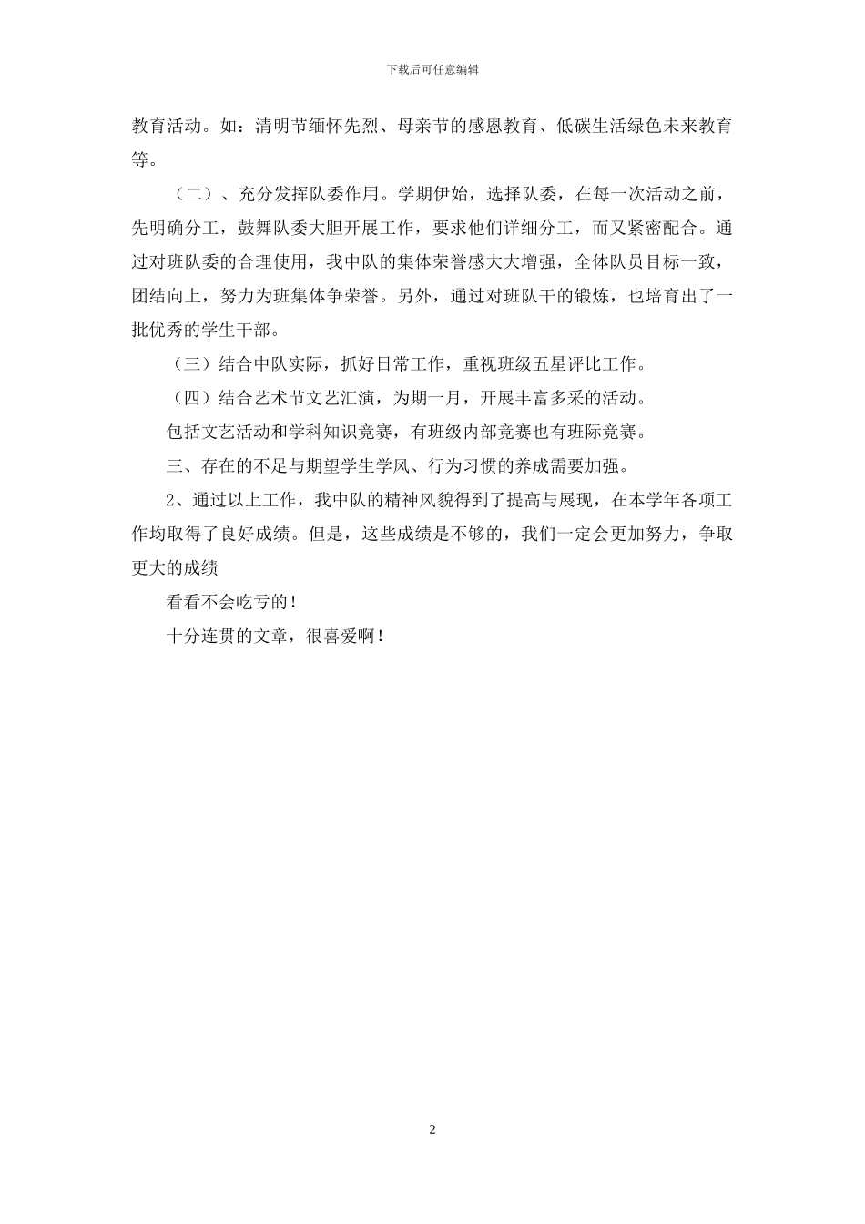 中队工作总结表_第2页