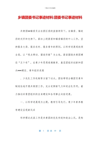乡镇团委书记事迹材料