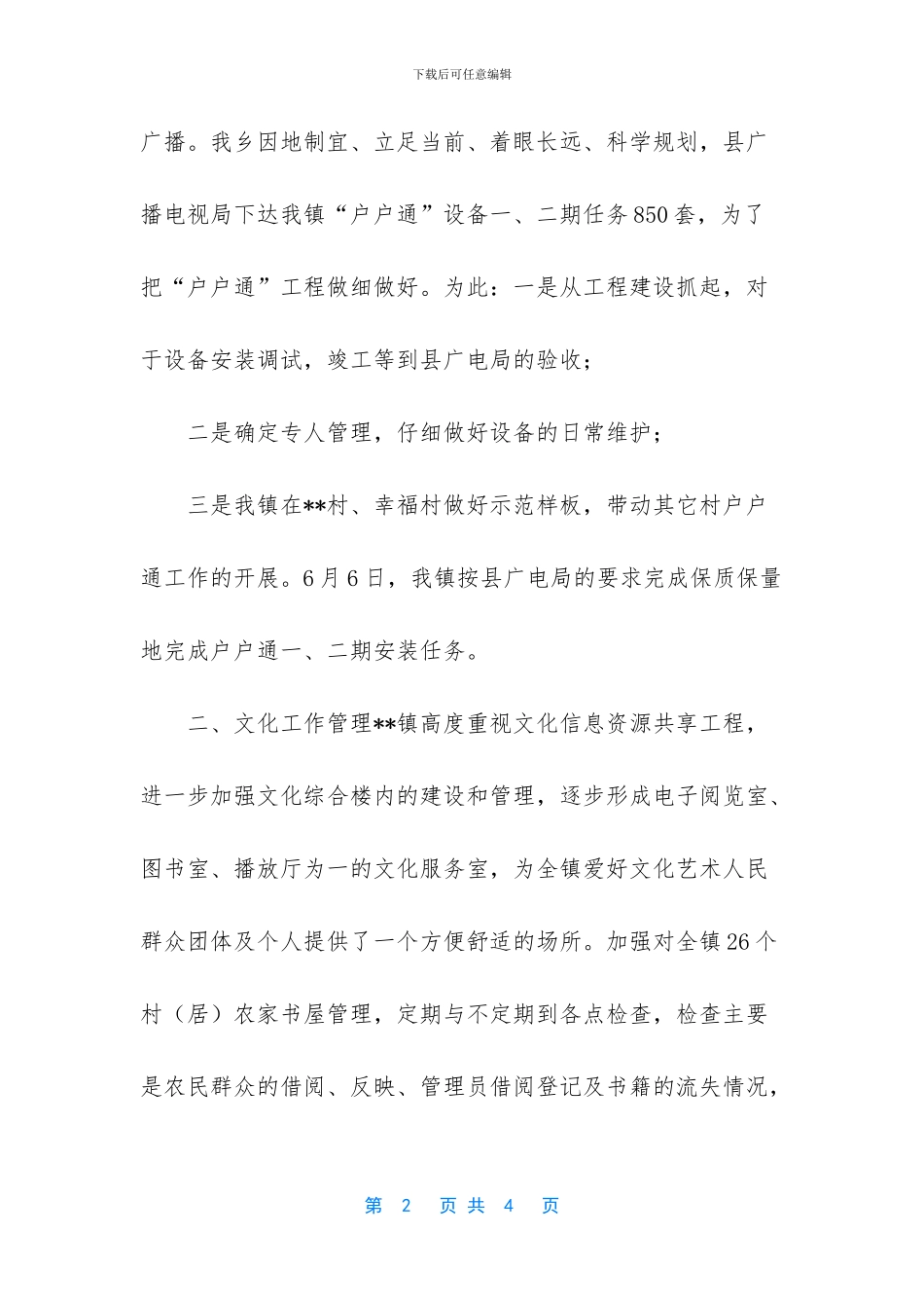 乡镇文广站工作总结_第2页