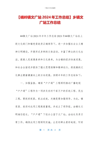 乡镇文广站工作总结