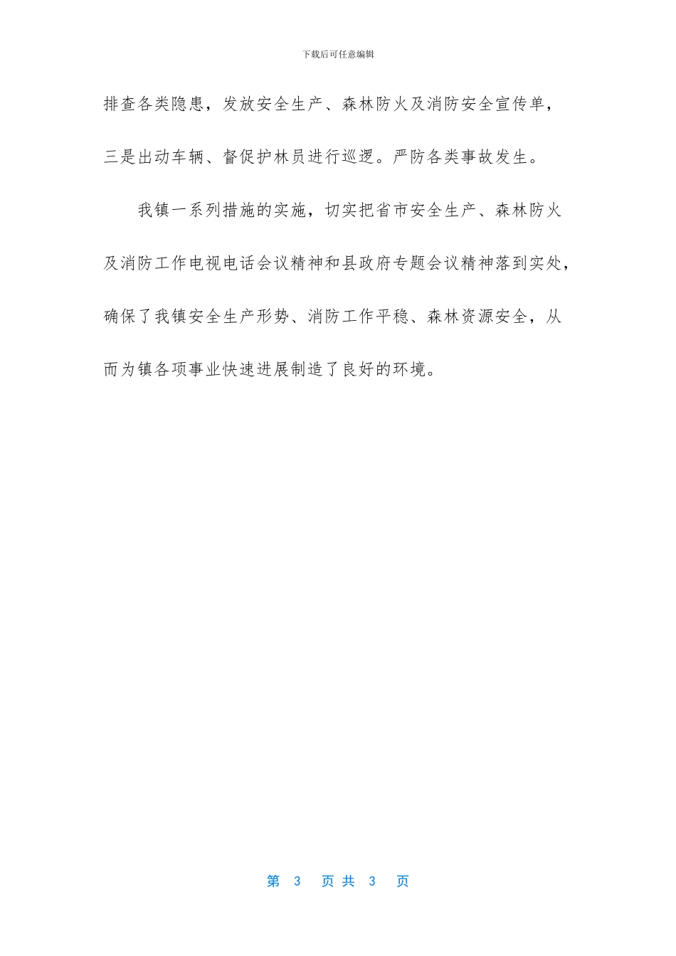 乡镇落实县安全生产与森林防火消防安全专项会议精神的情况汇报_第3页
