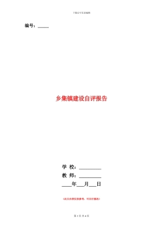 乡集镇建设自评报告