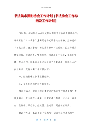 书法美术摄影协会工作计划