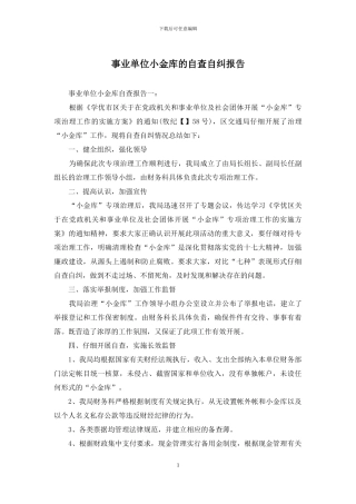 事业单位小金库的自查自纠报告