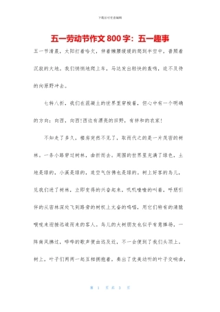 五一劳动节作文800字：五一趣事