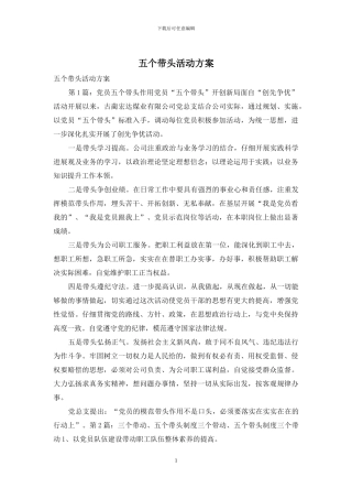 五个带头活动方案