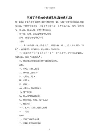 五瓣丁香花的奇遇婚礼策划(精选多篇)