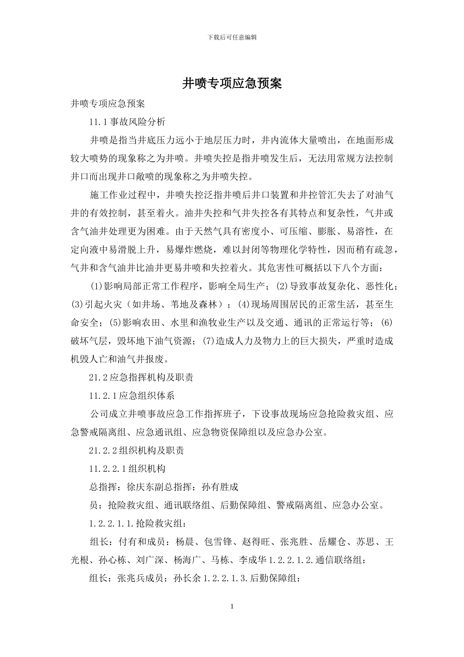 井喷专项应急预案_第1页