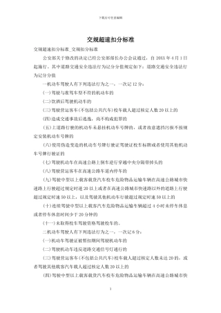 交规超速扣分标准