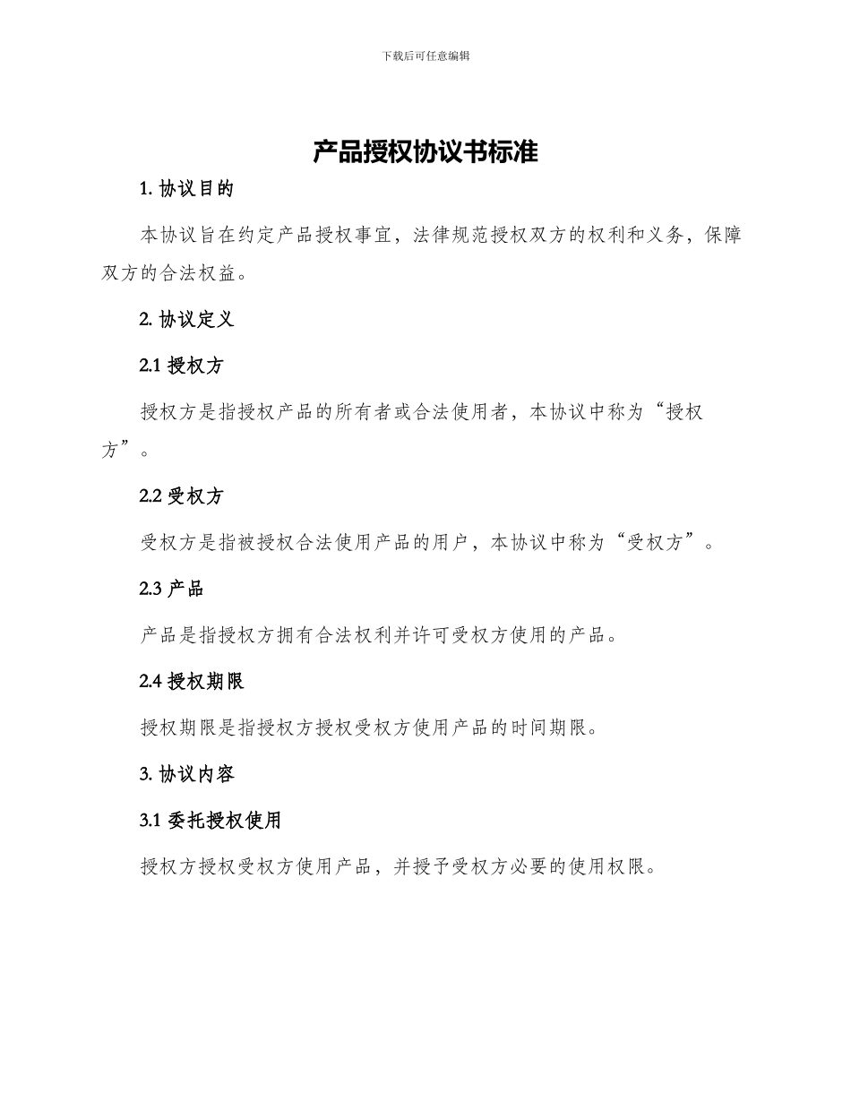 产品授权协议书标准_第1页