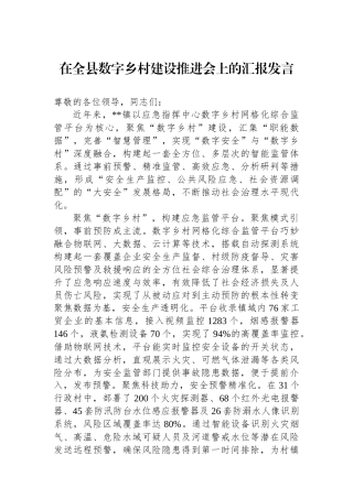 在全县数字乡村建设推进会上的汇报发言