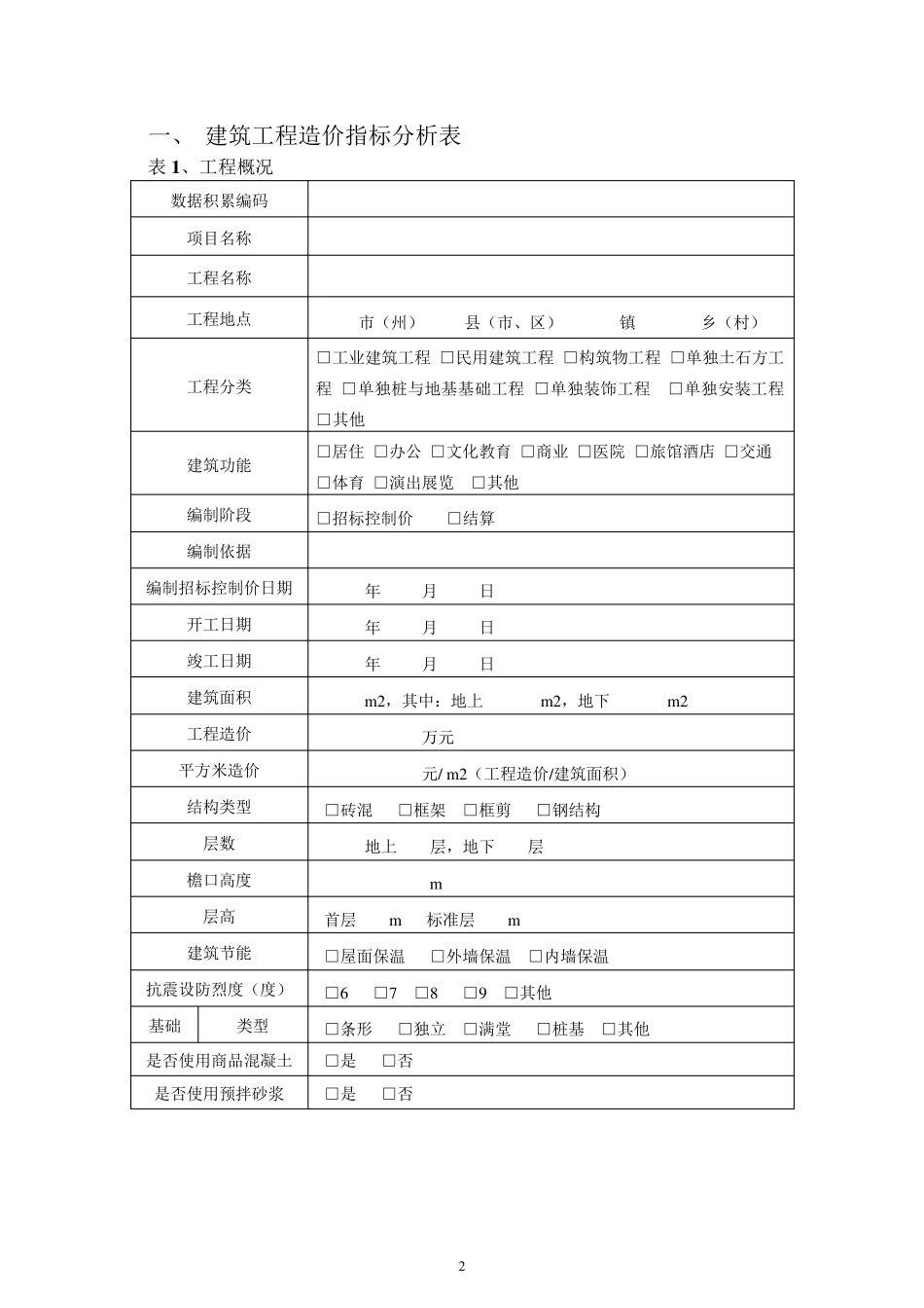 建设工程造价指标分析表_第2页