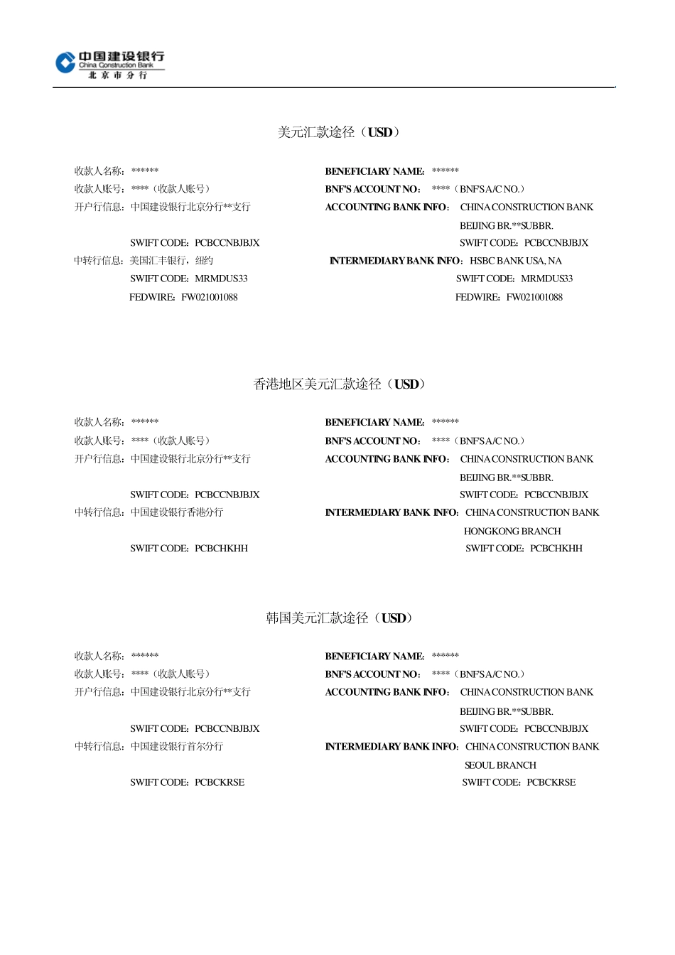 建设银行外汇境外汇入汇款途径(2010年3月9日执行)_第3页