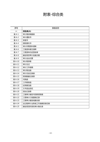 建设项目全过程跟踪审计表格综合类