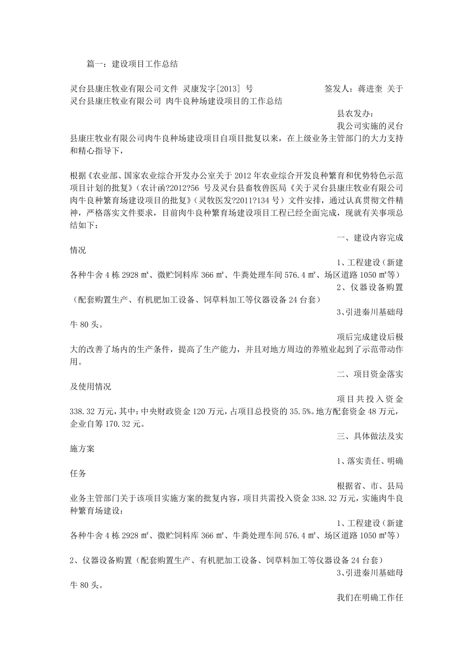 建设项目工作总结_第1页