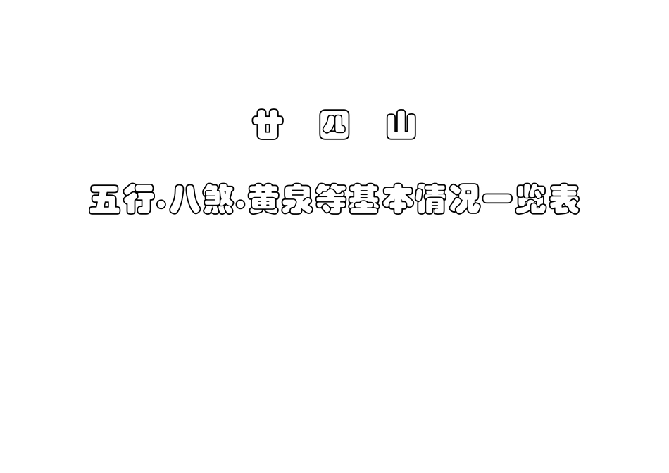 廿四山五行八煞黄泉等基本情况一览表_第1页